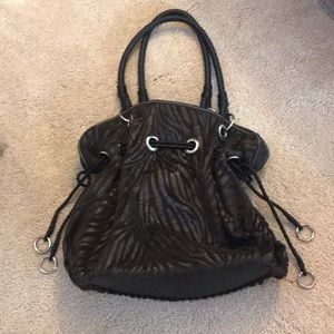 Shoulder bag Brown and black with silver accents